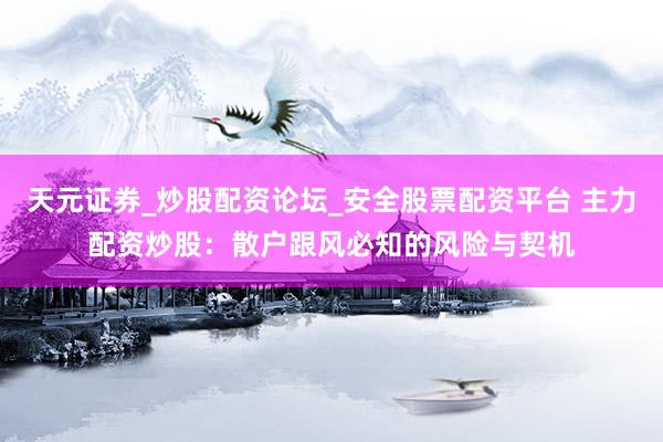 天元证券_炒股配资论坛_安全股票配资平台 主力配资炒股：散户跟风必知的风险与契机