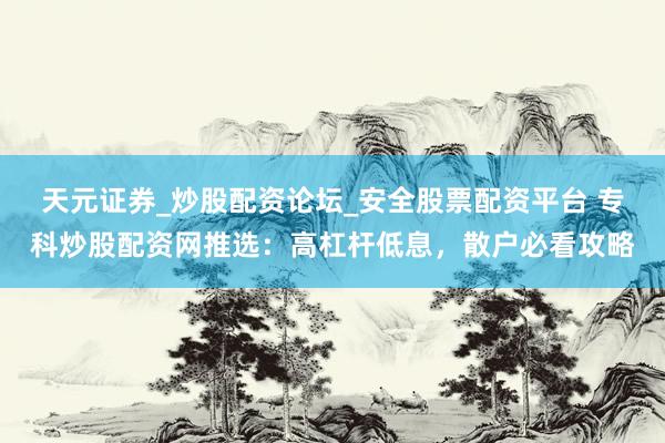 天元证券_炒股配资论坛_安全股票配资平台 专科炒股配资网推选：高杠杆低息，散户必看攻略