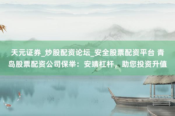 天元证券_炒股配资论坛_安全股票配资平台 青岛股票配资公司保举：安靖杠杆，助您投资升值