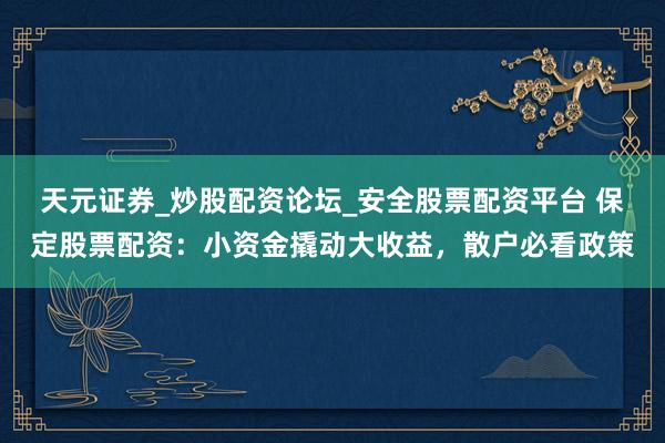 天元证券_炒股配资论坛_安全股票配资平台 保定股票配资：小资金撬动大收益，散户必看政策