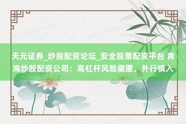天元证券_炒股配资论坛_安全股票配资平台 青海炒股配资公司：高杠杆风险藏匿，外行慎入