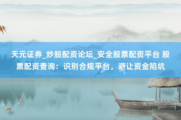 天元证券_炒股配资论坛_安全股票配资平台 股票配资查询：识别合规平台，避让资金陷坑
