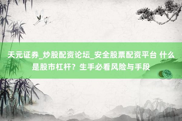 天元证券_炒股配资论坛_安全股票配资平台 什么是股市杠杆？生手必看风险与手段