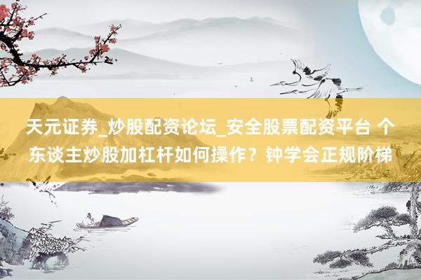 天元证券_炒股配资论坛_安全股票配资平台 个东谈主炒股加杠杆如何操作？钟学会正规阶梯