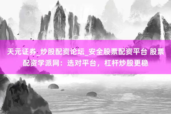 天元证券_炒股配资论坛_安全股票配资平台 股票配资学派网：选对平台，杠杆炒股更稳