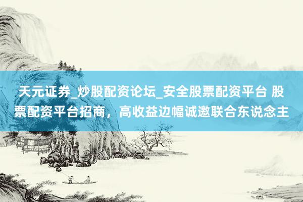 天元证券_炒股配资论坛_安全股票配资平台 股票配资平台招商，高收益边幅诚邀联合东说念主