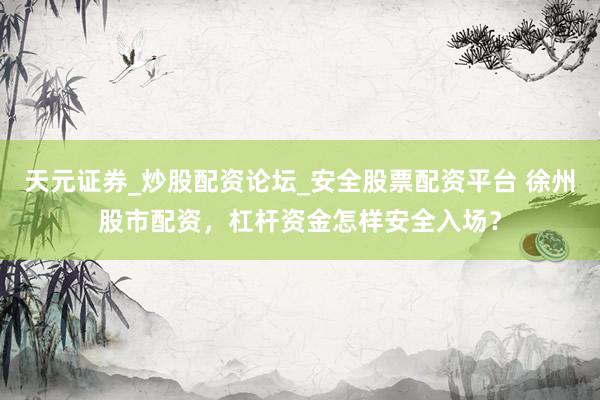 天元证券_炒股配资论坛_安全股票配资平台 徐州股市配资，杠杆资金怎样安全入场？