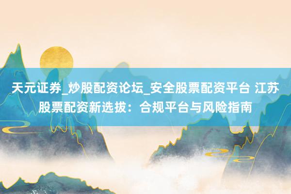 天元证券_炒股配资论坛_安全股票配资平台 江苏股票配资新选拔：合规平台与风险指南