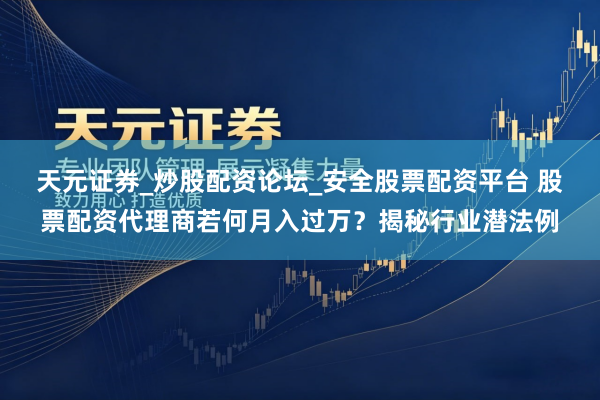 天元证券_炒股配资论坛_安全股票配资平台 股票配资代理商若何月入过万？揭秘行业潜法例