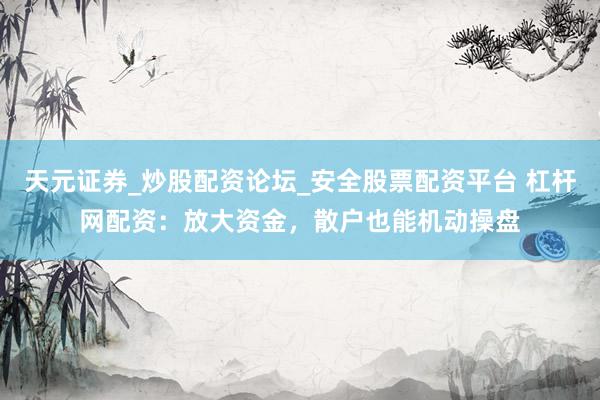 天元证券_炒股配资论坛_安全股票配资平台 杠杆网配资：放大资金，散户也能机动操盘