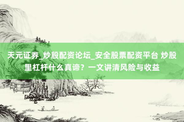 天元证券_炒股配资论坛_安全股票配资平台 炒股里杠杆什么真谛？一文讲清风险与收益